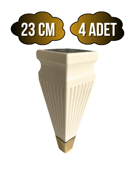 Kule Desenli Krem Plastik Ayak Mobilya Masa ve Dolap Ayağı(18CM - 23CM)(KREM - ALTIN) Krem 23cm 23cm - 4 ADET ürün görseli 1