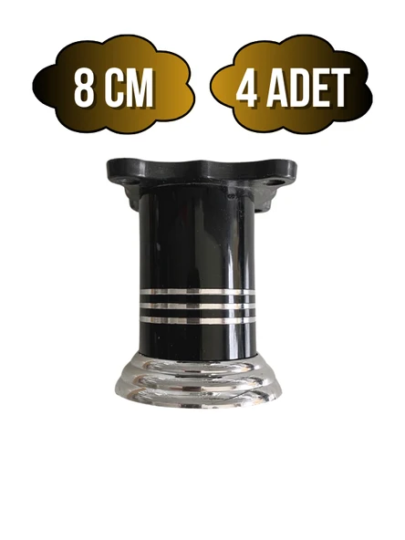 Düz Şeritli Alüminyum Ayak Mobilya Masa ve Dolap Ayağı(SİYAH)(8CM - 10CM) Siyah 8cm 8cm - 4 ADET ürün görseli 1
