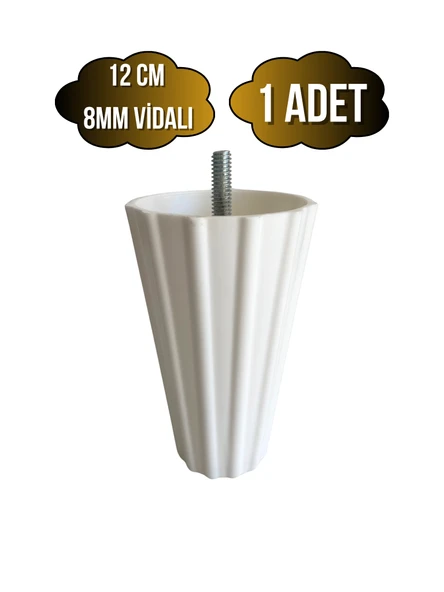 Armut Beyaz Plastik 12cm Ayak 8mm Vidalı Mobilya Koltuk ve Baza Ayağı(12CM)(BEYAZ)(8MM)(VİDALI) Beyaz 12cm 12cm - 1 ADET ürün görseli 1
