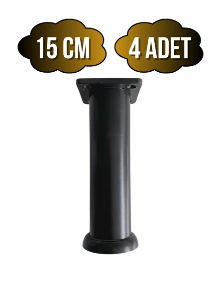 Plastik Siyah Ayarlanabilir Ayak Masa Dolap ve Mobilya Ayağı(SİYAH)(10CM - 12CM - 15CM) Siyah 15cm 15cm - 4 ADET ürün görseli 1