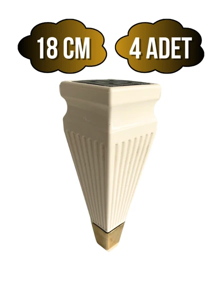 Kule Desenli Krem Plastik Ayak Mobilya Masa ve Dolap Ayağı(18CM - 23CM)(KREM - ALTIN) Krem 18cm 18cm - 4 ADET ürün görseli 1