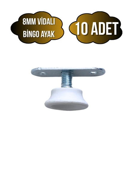 Beyaz Bingo Ayarlanabilir Ayak 8mm Vidalı Masa Ayağı(TAKIM)(EN DÜŞÜK YÜK:13MM EN BÜYÜK YÜK:22MM) Beyaz BEYAZ - 10 ADET ürün görseli 1