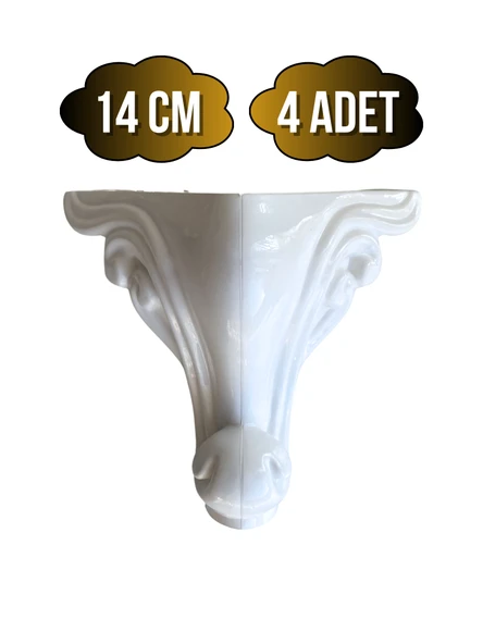Sultan Lükens Desenli 14CM Beyaz Plastik Ayak Mobilya Masa ve Dolap Ayağı(14CM)(BEYAZ) Beyaz 14cm 14cm - 4 ADET ürün görseli 1