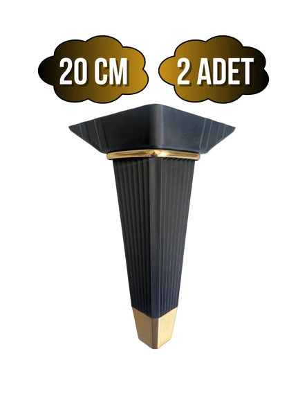 Irem Siyah Altın 20cm Plastik Ayak Mobilya Masa ve Dolap Ayağı(20CM)(SİYAH - ALTIN) Siyah 20cm 20cm - 2 ADET ürün görseli 1