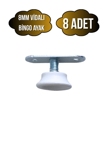 Beyaz Bingo Ayarlanabilir Ayak 8mm Vidalı Masa Ayağı(TAKIM)(EN DÜŞÜK YÜK:13MM EN BÜYÜK YÜK:22MM) Beyaz BEYAZ - 8 ADET ürün görseli 1