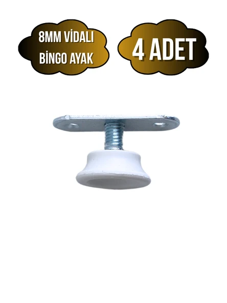 Beyaz Bingo Ayarlanabilir Ayak 8mm Vidalı Masa Ayağı(TAKIM)(EN DÜŞÜK YÜK:13MM EN BÜYÜK YÜK:22MM) Beyaz BEYAZ - 4 ADET ürün görseli 1