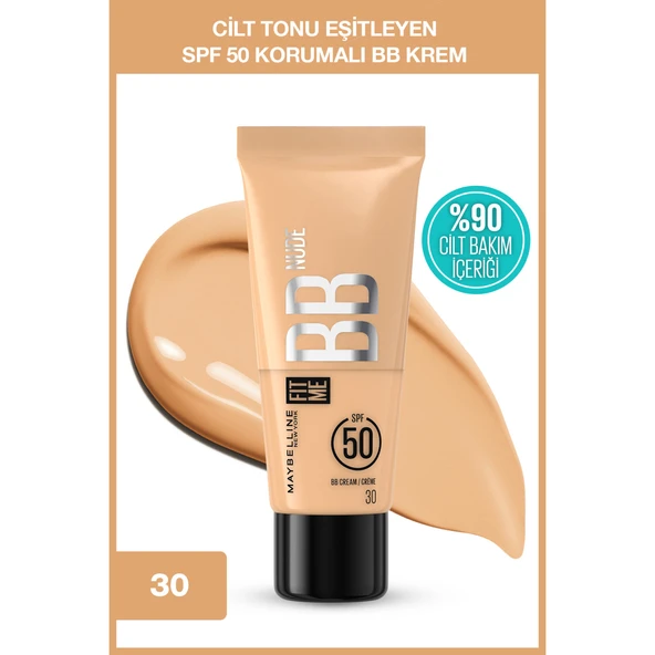 Maybelline New York Fit Me Nude Cilt Bakımı Etkili Nemlendirici SPF50 BB Krem - 30 ürün görseli 1