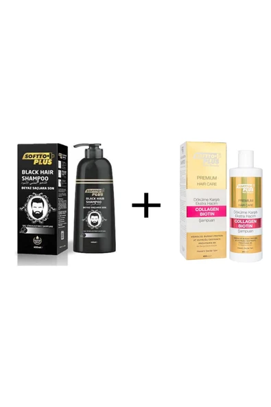 Saç Siyahlaştırıcı Şampuan 350 Ml + ANTİ-HAIR LOSS EXTRA VOLUME COLLAGEN BIOTIN ŞAMPUAN 400 ML ürün görseli 1