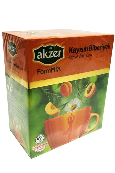 Akzer Formmix Biberiyeli Kayısılı Karışık Bitki Süzen Poşet Çay 60x1.5gr ürün görseli 1