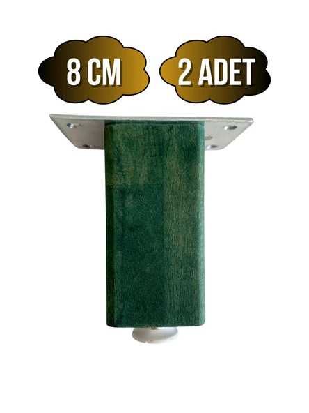 Kale Ayarlı Ahşap Ayak Mobilya Masa ve Dolap Ayağı(YEŞİL)(KAYIN/GÜRGEN AĞACI) Yeşil 8cm 8cm - 2 ADET ürün görseli 1