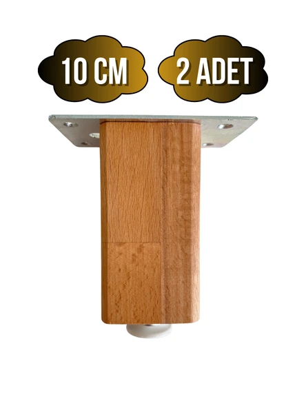 Kale Ayarlı Ahşap Ayak Mobilya Masa ve Dolap Ayağı(KAYIN)(KAYIN/GÜRGEN AĞACI) Ahşap Rengi 10cm 10cm - 2 ADET ürün görseli 1