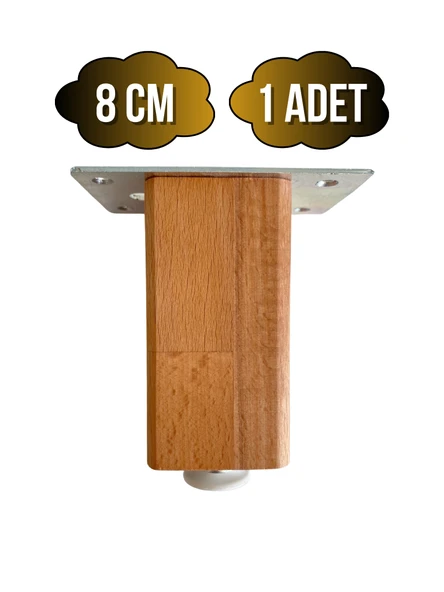 Kale Ayarlı Ahşap Ayak Mobilya Masa ve Dolap Ayağı(KAYIN)(KAYIN/GÜRGEN AĞACI) Ahşap Rengi 8cm 8cm - 1 ADET ürün görseli 1