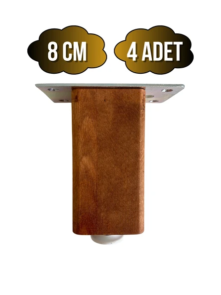 Kale Ayarlı Ahşap Ayak Mobilya Masa ve Dolap Ayağı(CEVİZ)(KAYIN/GÜRGEN AĞACI) Ceviz 8cm 8cm - 4 ADET ürün görseli 1