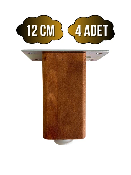 Kale Ayarlı Ahşap Ayak Mobilya Masa ve Dolap Ayağı(CEVİZ)(KAYIN/GÜRGEN AĞACI) Ceviz 12cm 12cm - 4 ADET ürün görseli 1