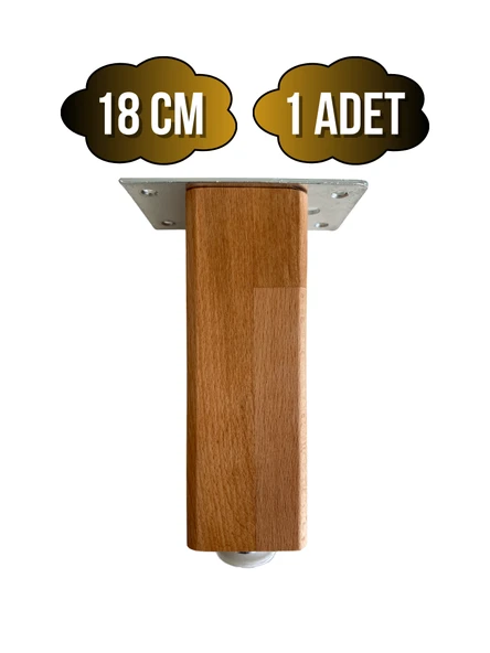 Kale Ayarlı Ahşap Ayak Mobilya Masa ve Dolap Ayağı(KAYIN)(KAYIN/GÜRGEN AĞACI) Ahşap Rengi 18cm 18cm - 1 ADET ürün görseli 1