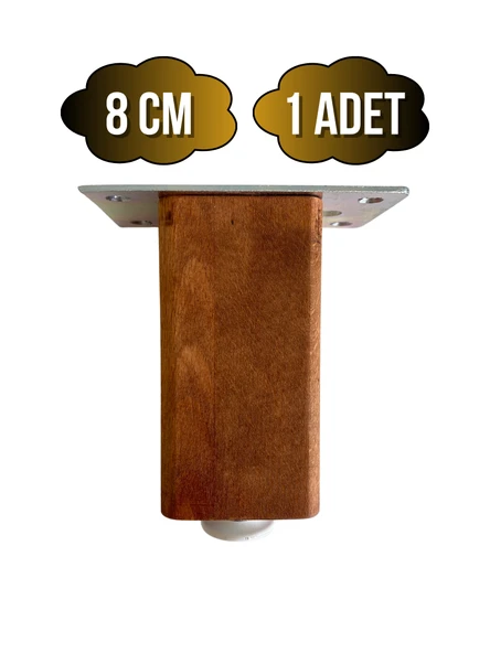 Kale Ayarlı Ahşap Ayak Mobilya Masa ve Dolap Ayağı(CEVİZ)(KAYIN/GÜRGEN AĞACI) Ceviz 8cm 8cm - 1 ADET ürün görseli 1