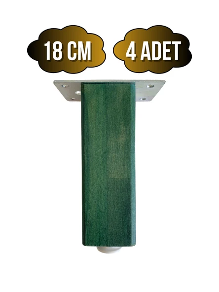 Kale Ayarlı Ahşap Ayak Mobilya Masa ve Dolap Ayağı(YEŞİL)(KAYIN/GÜRGEN AĞACI) Yeşil 18cm 18cm - 4 ADET ürün görseli 1