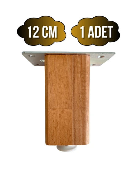 Kale Ayarlı Ahşap Ayak Mobilya Masa ve Dolap Ayağı(KAYIN)(KAYIN/GÜRGEN AĞACI) Ahşap Rengi 12cm 12cm - 1 ADET ürün görseli 1