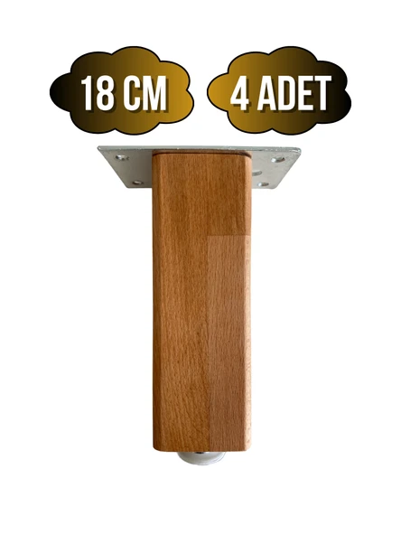 Kale Ayarlı Ahşap Ayak Mobilya Masa ve Dolap Ayağı(KAYIN)(KAYIN/GÜRGEN AĞACI) Ahşap Rengi 18cm 18cm - 4 ADET ürün görseli 1