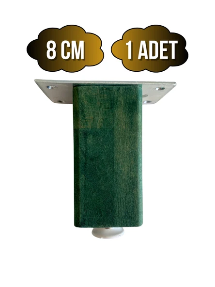 Kale Ayarlı Ahşap Ayak Mobilya Masa ve Dolap Ayağı(YEŞİL)(KAYIN/GÜRGEN AĞACI) Yeşil 8cm 8cm - 1 ADET ürün görseli 1