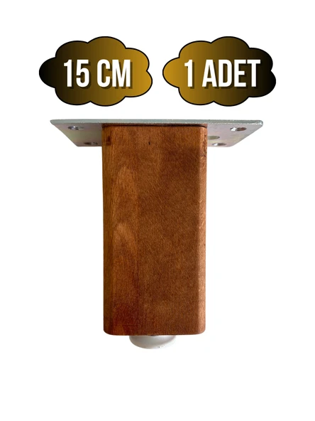 Kale Ayarlı Ahşap Ayak Mobilya Masa ve Dolap Ayağı(CEVİZ)(KAYIN/GÜRGEN AĞACI) Ceviz 15cm 15cm - 1 ADET ürün görseli 1