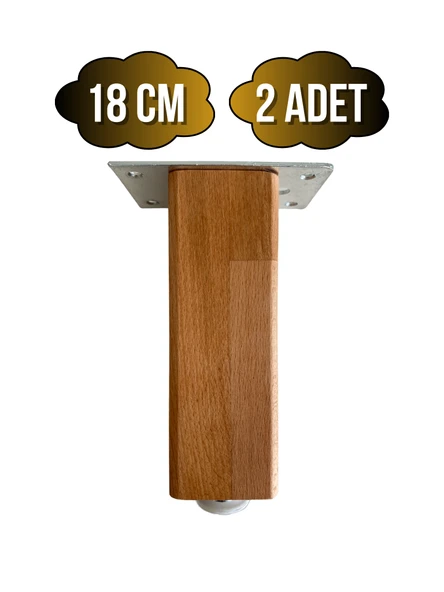 Kale Ayarlı Ahşap Ayak Mobilya Masa ve Dolap Ayağı(KAYIN)(KAYIN/GÜRGEN AĞACI) Ahşap Rengi 18cm 18cm - 2 ADET ürün görseli 1
