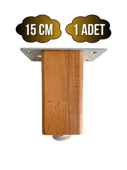 Kale Ayarlı Ahşap Ayak Mobilya Masa ve Dolap Ayağı(KAYIN)(KAYIN/GÜRGEN AĞACI) Ahşap Rengi 15cm 15cm - 1 ADET ürün görseli 1