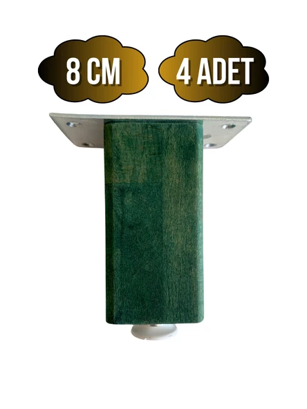 Kale Ayarlı Ahşap Ayak Mobilya Masa ve Dolap Ayağı(YEŞİL)(KAYIN/GÜRGEN AĞACI) Yeşil 8cm 8cm - 4 ADET ürün görseli 1