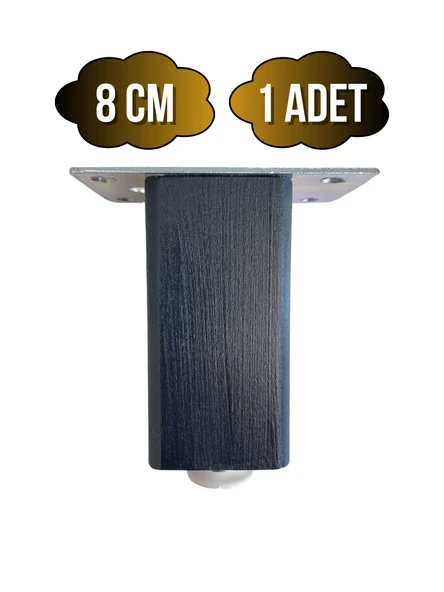 Kale Ayarlı Ahşap Ayak Mobilya Masa ve Dolap Ayağı(ANTRASİT)(KAYIN/GÜRGEN AĞACI) Antrasit 8cm 8cm - 1 ADET ürün görseli 1