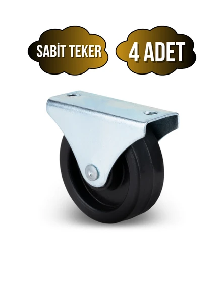 Sabit Tabanlı Masa Tekeri Sehpa ve Dolap Tekeri(Teker Çapı:28MM Yükseklik:40MM)(KROM-SİYAH) Siyah SİYAH - 4 ADET ürün görseli 1