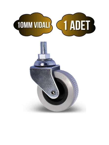 10mm Vidalı Frensiz Sandalye Tekeri Koltuk ve Sehpa Tekeri(50MM)(KROM - GRİ)(FRENSİZ)(10MM)(VİDALI) Gri GRİ - 1 ADET ürün görseli 1