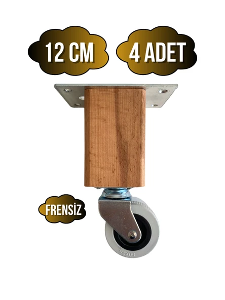 Kale Ahşap Tekerli Ayak Mobilya Masa ve Dolap Tekerli Ayağı(FRENSİZ)(12CM-15CM)(KAYIN/GÜRGEN AĞACI) Ahşap Rengi 12cm FRENSİZ 12cm - 4 ADET ürün görseli 1