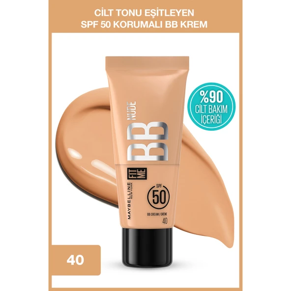 Maybelline New York Fit Me Nude Cilt Bakımı Etkili Nemlendirici SPF50 BB Krem - 40 ürün görseli 1