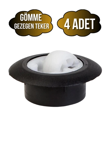 Gömme Gezegen Sehpa Tekeri Gizli Yuvarlak Masa Tekeri(SİYAH)(İÇ DELİK ÇAPI:35MM DIŞ ÇAPI:53MM) Siyah SİYAH - 4 ADET ürün görseli 1