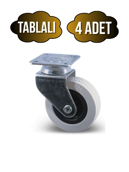 Düz Tabla Frensiz Lüks Masa Tekeri Sehpa Tekeri(FRENSİZ)(KROM - GRİ)(7CM)(TEKER ÖLÇÜ:50x20MM) Gri GRİ - 4 ADET ürün görseli 1