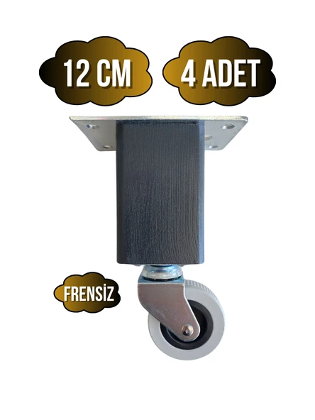 Kale Ahşap Tekerli Ayak Mobilya Masa ve Dolap Tekerli Ayağı(FRENSİZ)(12CM-15CM)(KAYIN/GÜRGEN AĞACI) Antrasit 12cm FRENSİZ 12cm - 4 ADET ürün görseli 1