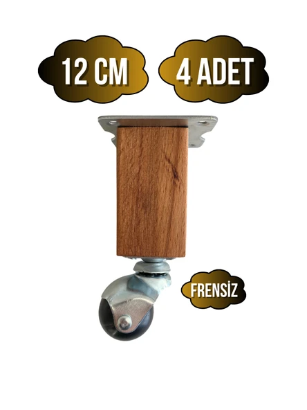 Kale Ahşap Top Tekerli Ayak Mobilya Masa Dolap Tekerli Ayağı(FRENSİZ)(12CM - 15CM)(KAYIN AĞACI) Ahşap Rengi 12cm 12cm - 4 ADET ürün görseli 1