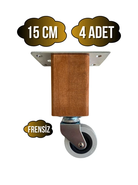 Kale Ahşap Tekerli Ayak Mobilya Masa ve Dolap Tekerli Ayağı(FRENSİZ)(12CM-15CM)(KAYIN/GÜRGEN AĞACI) Ceviz 15cm FRENSİZ 15cm - 4 ADET ürün görseli 1