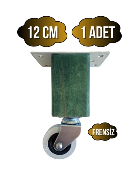 Kale Ahşap Tekerli Ayak Mobilya Masa ve Dolap Tekerli Ayağı(FRENSİZ)(12CM-15CM)(KAYIN/GÜRGEN AĞACI) Yeşil 12cm FRENSİZ 12cm - 1 ADET ürün görseli 1