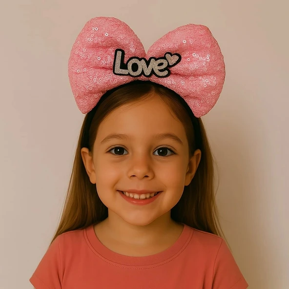 Nessiworld LED Işıklı Love Yazılı Fuşya Fiyonk Taç – Kız Çocuk Parti Tacı ürün görseli 1