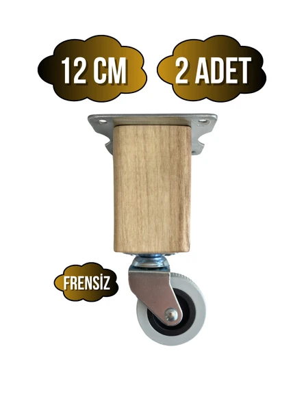 Kale Ahşap Tekerli Ayak Mobilya Masa Dolap Tekerli Ayağı(FRENSİZ)(12CM - 15CM)(CEVİZ AĞACI) Açık Ceviz 12cm FRENSİZ 12cm - 2 ADET ürün görseli 1