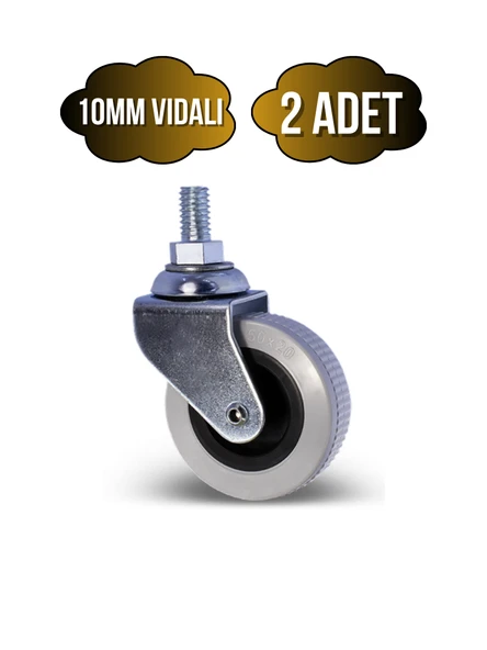10mm Vidalı Frensiz Sandalye Tekeri Koltuk ve Sehpa Tekeri(50MM)(KROM - GRİ)(FRENSİZ)(10MM)(VİDALI) Gri GRİ - 2 ADET ürün görseli 1