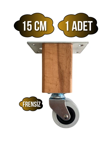Kale Ahşap Tekerli Ayak Mobilya Masa ve Dolap Tekerli Ayağı(FRENSİZ)(12CM-15CM)(KAYIN/GÜRGEN AĞACI) Ahşap Rengi 15cm FRENSİZ 15cm - 1 ADET ürün görseli 1