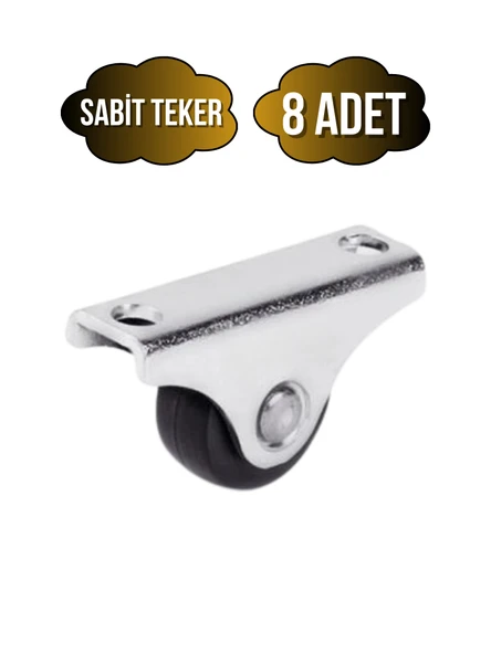 Sabit Tabanlı Masa Tekeri Sehpa ve Dolap Tekeri(Teker ÇAPI:17MM YÜKSEKLIK:20MM)(KROM-SİYAH) Siyah SİYAH - 8 ADET ürün görseli 1