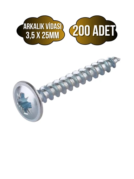 Arkalık Vidası 3,5x25mm Pullu Çinko Ahşap MDF Arkalık Montaj Vidası(3,5X25MM) 200 ADET ürün görseli 1