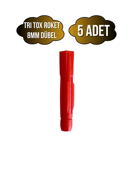 Tri Tox Roket Kırmızı 8mm Dübel Beton Tuğla Briket Dubeli(8MM)(KIRMIZI)(ROKET) Kırmızı 8mm KIRMIZI - 5 ADET ürün görseli 1