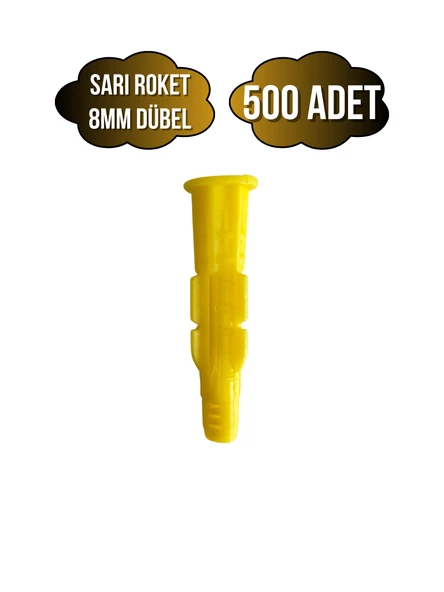 Roket Sarı 8mm Dübel Beton Tuğla Briket Dubeli(8MM)(SARI)(ROKET) Sarı 8mm SARI - 500 ADET ürün görseli 1