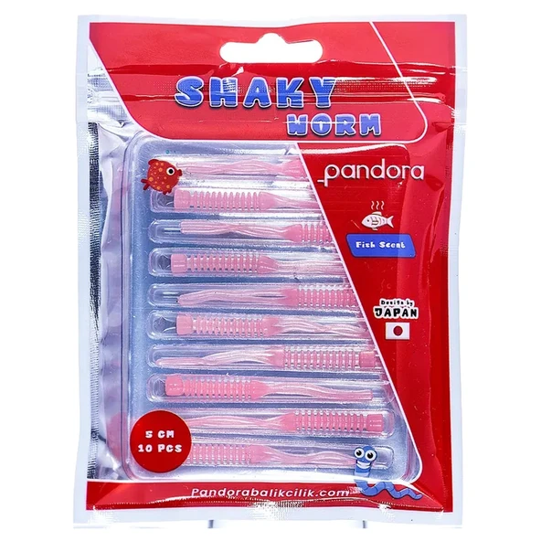 Pandora Shaky Worm 5cm 10 Adet LRF Silikonu  Pink ürün görseli 1
