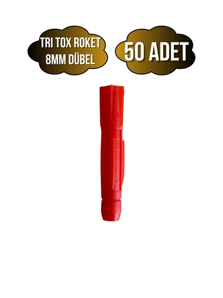 Tri Tox Roket Kırmızı 8mm Dübel Beton Tuğla Briket Dubeli(8MM)(KIRMIZI)(ROKET) Kırmızı 8mm KIRMIZI - 50 ADET ürün görseli 1