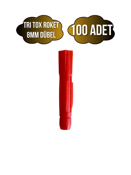 Tri Tox Roket Kırmızı 8mm Dübel Beton Tuğla Briket Dubeli(8MM)(KIRMIZI)(ROKET) Kırmızı 8mm KIRMIZI - 100 ADET ürün görseli 1